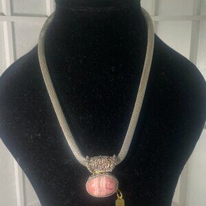 Barbara Garwood Rhodochrosite Necklace Collectable Mongolian Art Sterling Silver